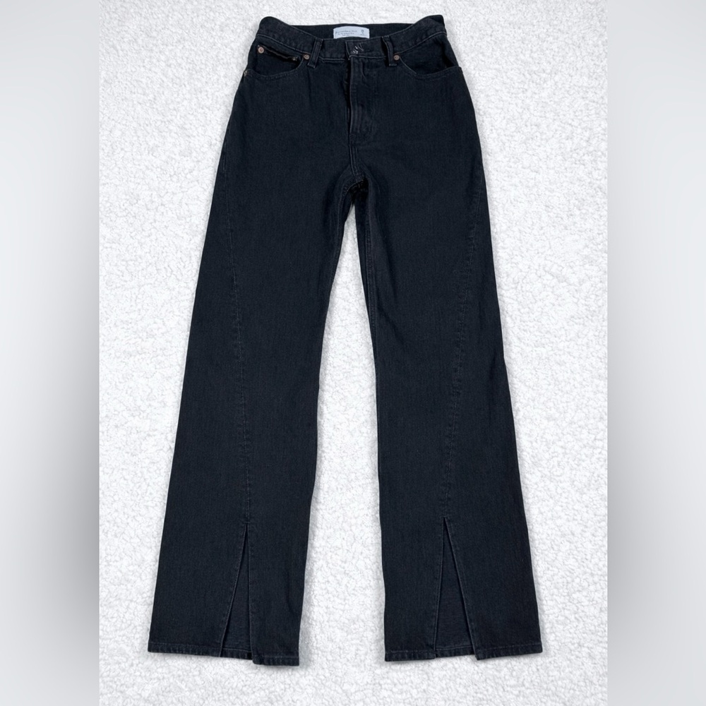 Abercrombie & Fitch The 90s Relaxed Jean High Rise Front Slit Black size 25 reg - Picture 2 of 7